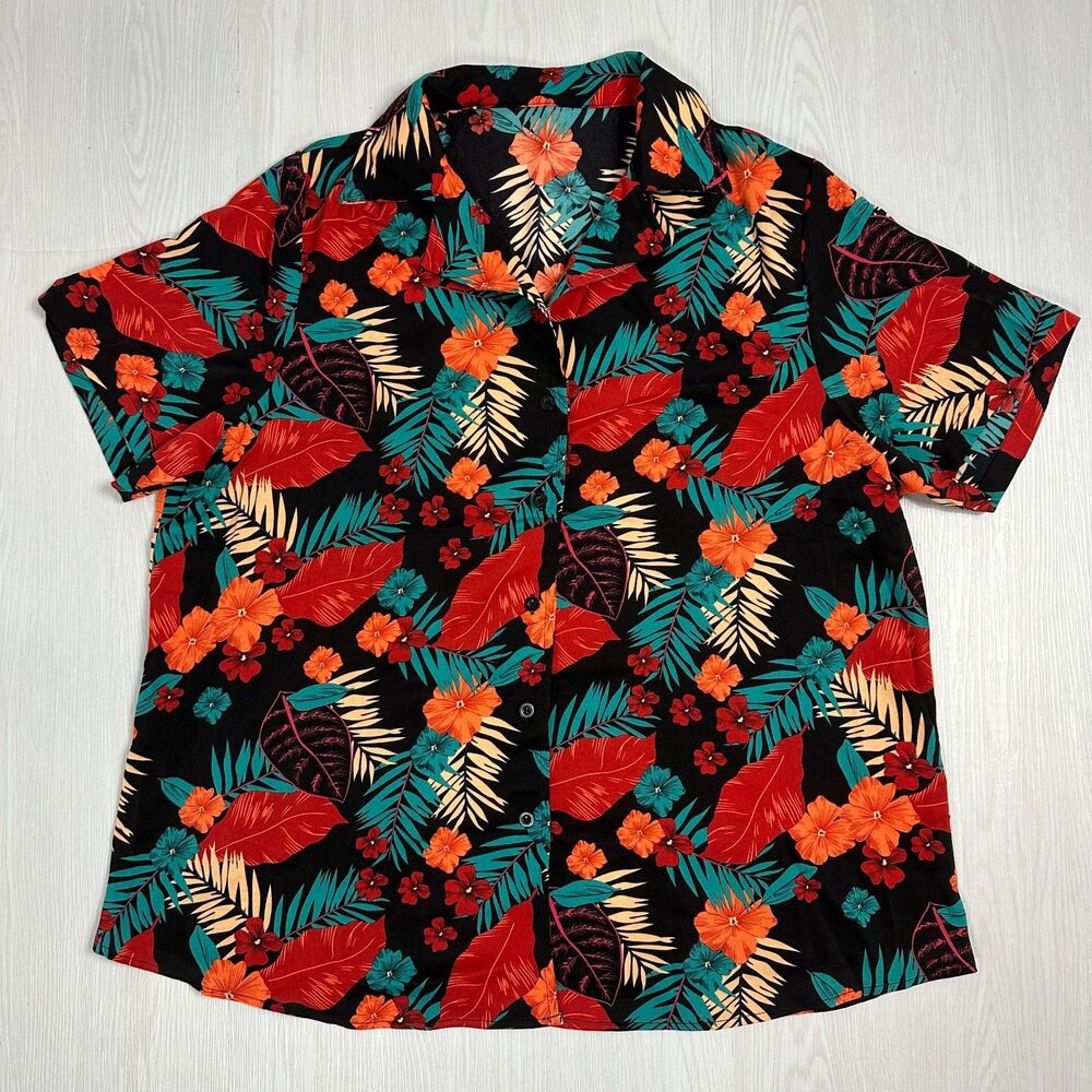 Men's Size 2X Hawaiian Button Up Short Sleeve Short Sleeve Collared Shirt